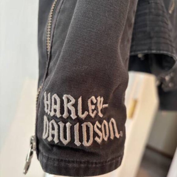 Ladies Harley Davidson Black Cotton 2 in 1 Jacket w/Removable Gray Vest LARGE - Picture 5 of 9